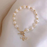 Baroque Pearl Bee Inlay Bracelet - Birthday Gift for Her