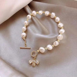 Baroque Pearl Bee Inlay Bracelet - Birthday Gift for Her