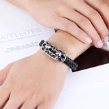 BOBASI Double Skeleton Leather Men's Bracelet Stainless Steel Punk Wristband