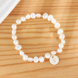 5mm Fresh Water Pearl Bracelet with Initial Letter Shell Pendant