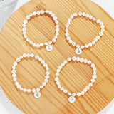 5mm Fresh Water Pearl Bracelet with Initial Letter Shell Pendant