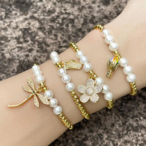 Dragonfly Bracelet Enamel Flower Bracelet Women Accessories