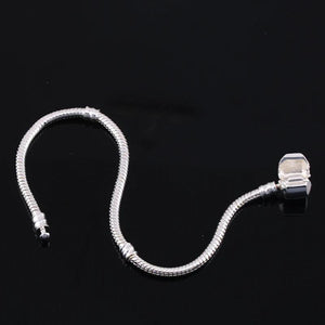 Women DIY Beads Charms Bracelet Bangle Tibetan Silver Snake Chain HB005