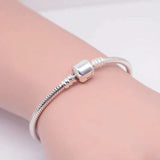 Women DIY Beads Charms Bracelet Bangle Tibetan Silver Snake Chain HB005