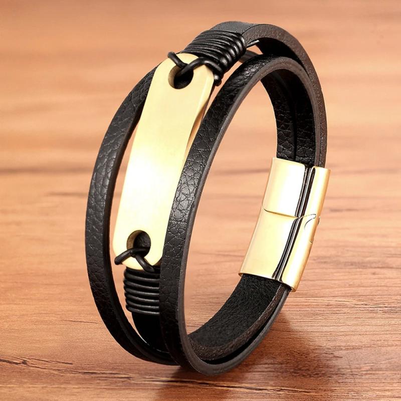 Brown Leather Men Bracelet Vintage Braided Jewelry
