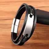 Brown Leather Men Bracelet Vintage Braided Jewelry