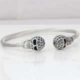 Antique Silver Punk Skull Stainless Steel Bracelet Gothic Open Bangle
