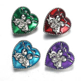 10pcs Easter Crystal Heart 18mm Snap Buttons for Snap Button Bracelet Bangle