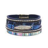 Louleur Crystal Multilayer Bracelets for Women Tone Magnet Bohemian Leather