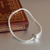 Tibetan Silver 3mm Basic Snake Chain DIY Pan Beads Charms Bracelets
