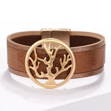 Boho Tree Of Life Leather Bracelet Women Bohemian Wrap Wide Jewelry