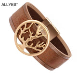 Boho Tree Of Life Leather Bracelet Women Bohemian Wrap Wide Jewelry