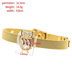 Tendy Stainless Steel Evil Eye CZ Chain Bracelet