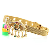 Tendy Stainless Steel Evil Eye CZ Chain Bracelet