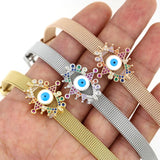Tendy Stainless Steel Evil Eye CZ Chain Bracelet