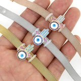 Tendy Stainless Steel Evil Eye CZ Chain Bracelet