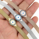 Tendy Stainless Steel Evil Eye CZ Chain Bracelet