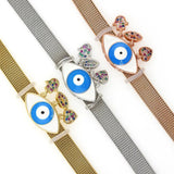 Tendy Stainless Steel Evil Eye CZ Chain Bracelet