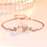 Rose Plated Crystal Clover Bracelet Women Jewelry
