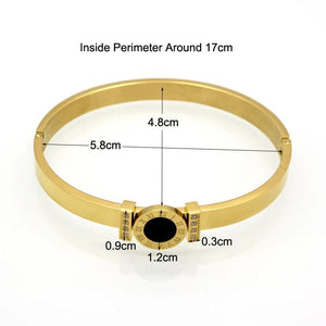 CZ Inlay Crystal Bracelet Stainless Steel Roman Bangles