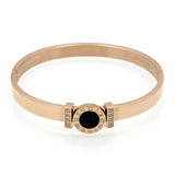 CZ Inlay Crystal Bracelet Stainless Steel Roman Bangles