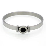 CZ Inlay Crystal Bracelet Stainless Steel Roman Bangles