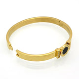 CZ Inlay Crystal Bracelet Stainless Steel Roman Bangles