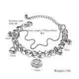 Boho Stainless Steel Bracelet for Women Geometric Beads Tassel Charm