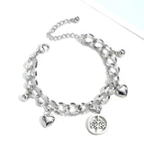 Boho Stainless Steel Bracelet for Women Geometric Beads Tassel Charm