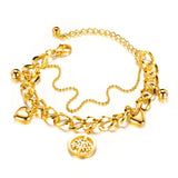 Boho Stainless Steel Bracelet for Women Geometric Beads Tassel Charm