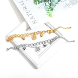 Boho Stainless Steel Bracelet for Women Geometric Beads Tassel Charm