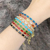 Adjustable Rainbow Zirconia Charm Bracelet Boho Party Jewelry