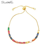Adjustable Rainbow Zirconia Charm Bracelet Boho Party Jewelry