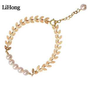 Baroque Pearl Bracelet Willow Leaf Design Birthday Gift