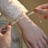 Baroque Pearl Bracelet Willow Leaf Design Birthday Gift