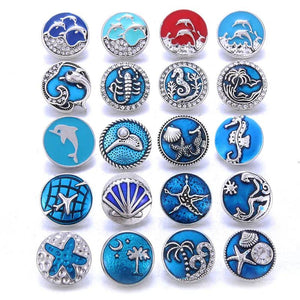 10pcs Mermaid Snap Jewelry 18mm Oil Painting Snap Buttons Bracelets Women