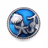 10pcs Mermaid Snap Jewelry 18mm Oil Painting Snap Buttons Bracelets Women