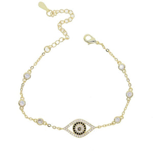 Evil Eye Charm Bracelet CZ Station Link Chain Lovely Women Girl Bracelets