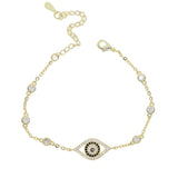 Evil Eye Charm Bracelet CZ Station Link Chain Lovely Women Girl Bracelets