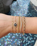 Evil Eye Charm Bracelet CZ Station Link Chain Lovely Women Girl Bracelets