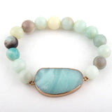 10mm Natural Stones Beaded Bracelet with Stone Charm