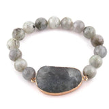 10mm Natural Stones Beaded Bracelet with Stone Charm