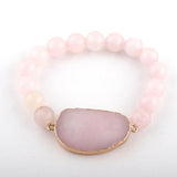 10mm Natural Stones Beaded Bracelet with Stone Charm