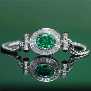 Zircon Bracelet Silver Lab Emerald