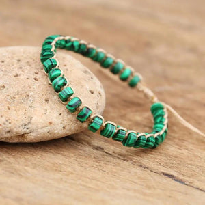 Malachite Beads Braided Bracelet Yoga Bohemia Charm Bangle