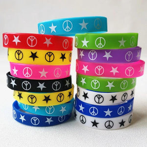 20PCS Peace Love Star Night Luminous Bracelet Lot