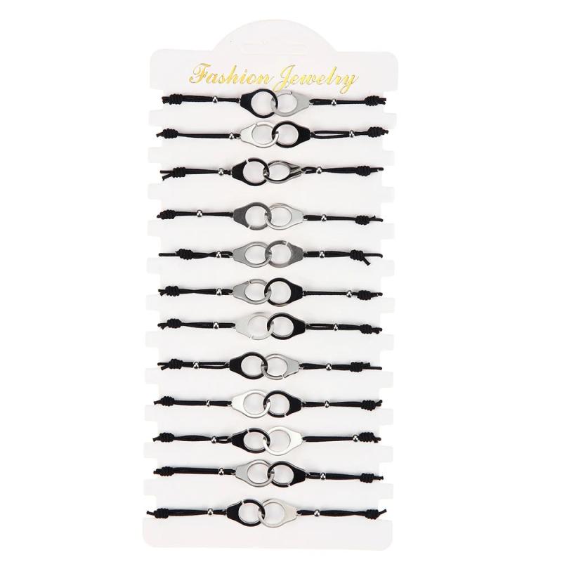 Retro Punk Braided Rope Bracelet Handcuffs Charms Bracelets Bohemian Jewelry