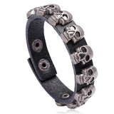 Gothic Punk Skull Bracelet Cuff Wristbands Alloy Skeleton Charm Beads