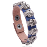 Gothic Punk Skull Bracelet Cuff Wristbands Alloy Skeleton Charm Beads