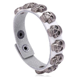 Gothic Punk Skull Bracelet Cuff Wristbands Alloy Skeleton Charm Beads